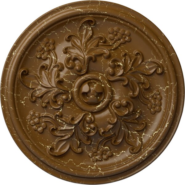 Ekena Millwork Katheryn Ceiling Medallion (Fits Canopies up to 2 1/8"), 14 1/2"OD x 2 3/4"P, Smokey Topaz Crackle CM14KTSTC - main